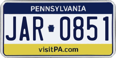 PA license plate JAR0851