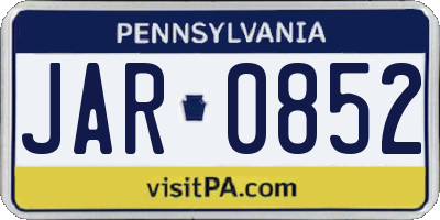 PA license plate JAR0852