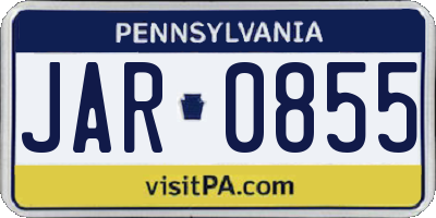 PA license plate JAR0855