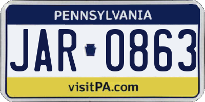 PA license plate JAR0863