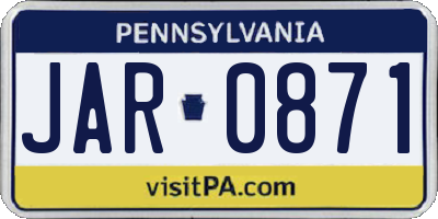 PA license plate JAR0871