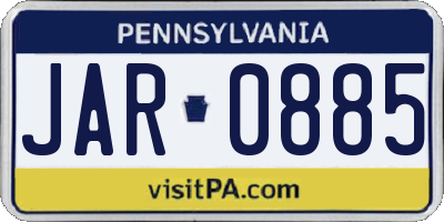 PA license plate JAR0885