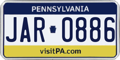 PA license plate JAR0886