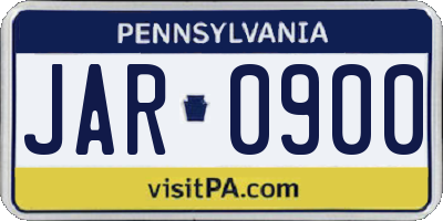 PA license plate JAR0900