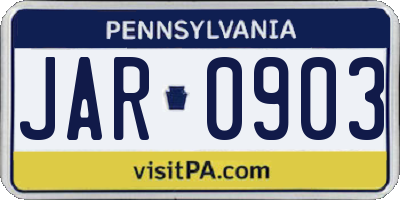 PA license plate JAR0903