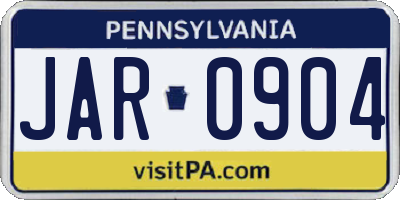 PA license plate JAR0904