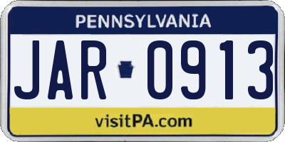PA license plate JAR0913