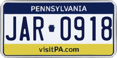 PA license plate JAR0918