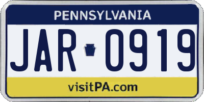 PA license plate JAR0919