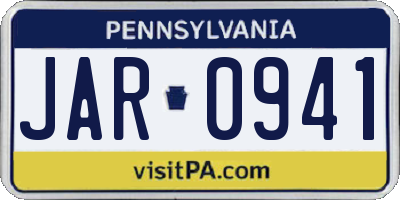PA license plate JAR0941