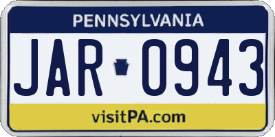 PA license plate JAR0943