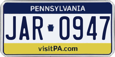 PA license plate JAR0947
