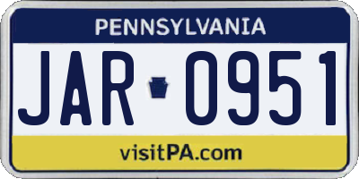PA license plate JAR0951