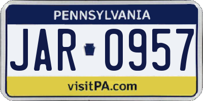 PA license plate JAR0957