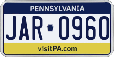 PA license plate JAR0960