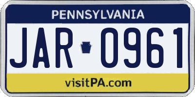PA license plate JAR0961