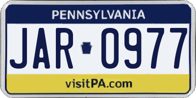 PA license plate JAR0977