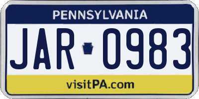 PA license plate JAR0983