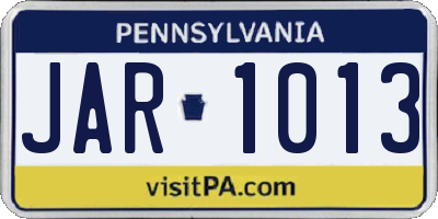 PA license plate JAR1013