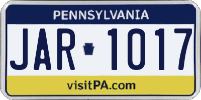 PA license plate JAR1017