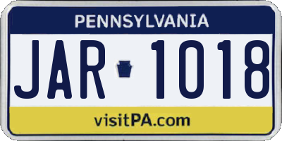 PA license plate JAR1018