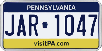PA license plate JAR1047