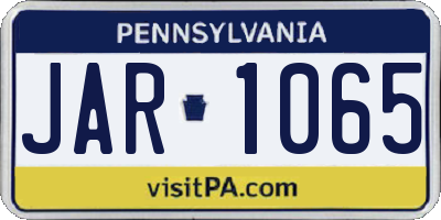 PA license plate JAR1065
