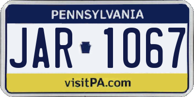 PA license plate JAR1067