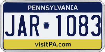 PA license plate JAR1083