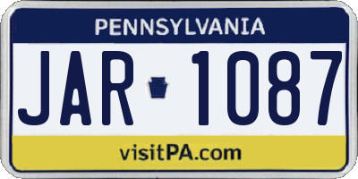 PA license plate JAR1087
