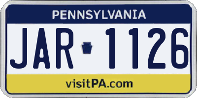 PA license plate JAR1126