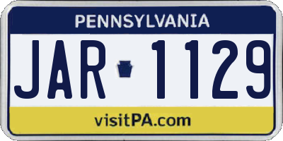 PA license plate JAR1129