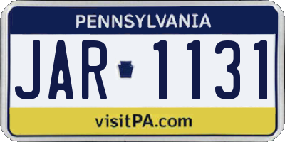 PA license plate JAR1131