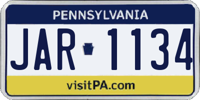 PA license plate JAR1134