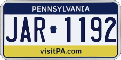 PA license plate JAR1192