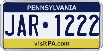 PA license plate JAR1222