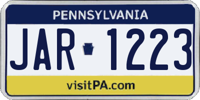PA license plate JAR1223
