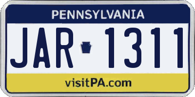 PA license plate JAR1311
