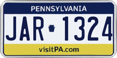 PA license plate JAR1324