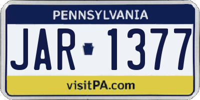 PA license plate JAR1377