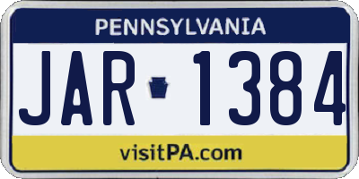 PA license plate JAR1384