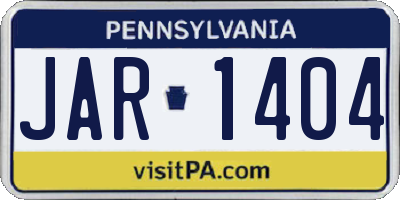 PA license plate JAR1404