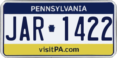 PA license plate JAR1422