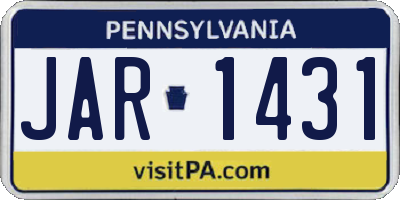 PA license plate JAR1431