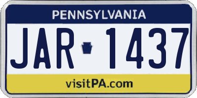 PA license plate JAR1437