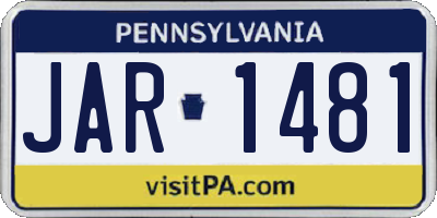 PA license plate JAR1481