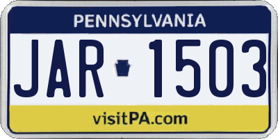 PA license plate JAR1503