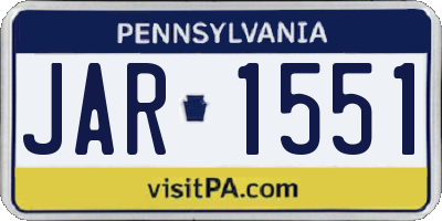 PA license plate JAR1551