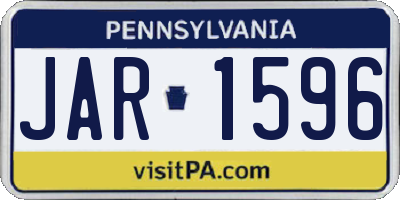 PA license plate JAR1596