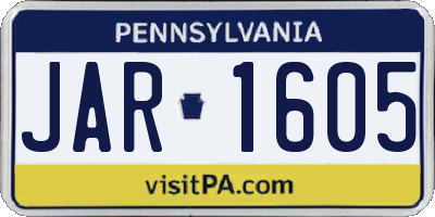 PA license plate JAR1605
